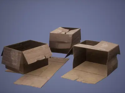 Paper Box Set Low Poly Game Ready  Low-poly 3D model