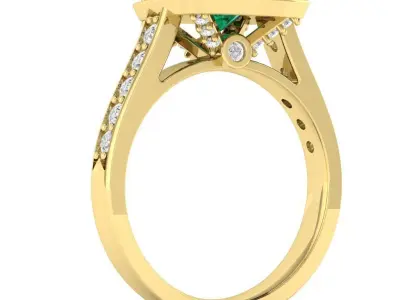 Luxury Cushion Square ring 3D print model