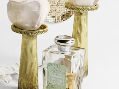 Decor collection Candle and figurine of an elephant 3D model