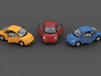 Volkswagen Beetle 2004 Low-poly 3D model