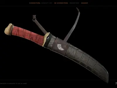 Game ready 3D fighting knife dagger Free low-poly 3D model