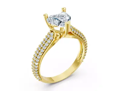 Luxury Pear Diamond Pave Ring Jewellery CAD Design 3DM File 3D print model