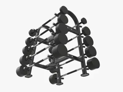 Barbell rubber set on rack 3D model