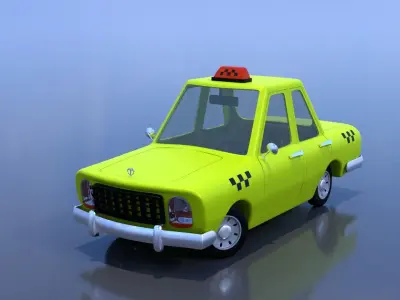 cartoon taxi 3D model buy