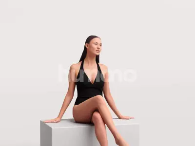  Humano Beautiful Woman in swimsuit sitting pool-2511-050-7602 3D model
