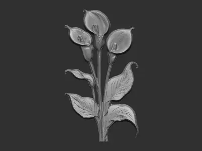 white calla lily with green leaves cnc  3D print model