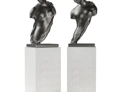 Greek woman torso pedestal black 3D model