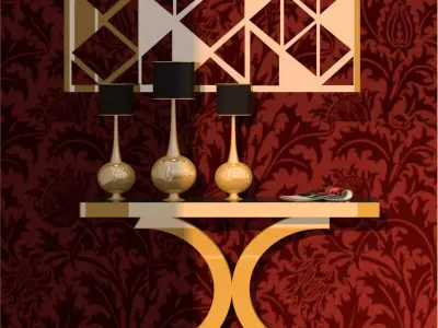 Luxury Table With Lamp Low-poly 3D model