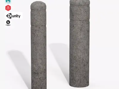 Granite Bollard Pillars Low-poly 3D model