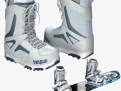Snowboard Boots Bindings 3D model
