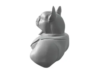 Gentleman French Bulldog half body 3D print model
