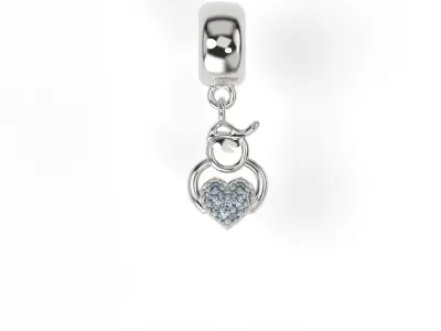 Boy Heart Charm with Gems 3D print model