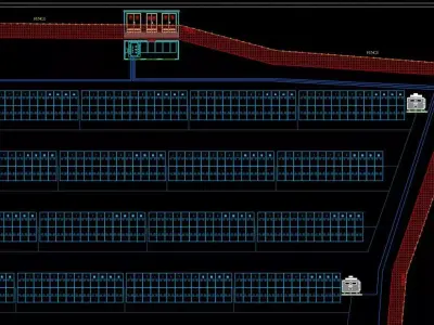 1MW AC- SOLAR PLANT Autocad Static Project 3D model