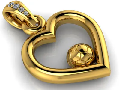  Soccer Ball Heart Pendant Necklace Charm Bracelet Jewelry 3D print model