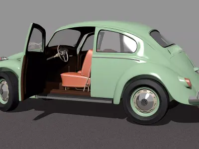 Wolkswagen Old Beetle Low-poly 3D model