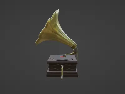 Vintage Gramophone Low-poly 3D model