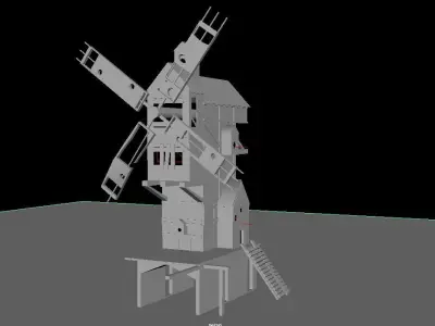 old Windmill in the woods Low-poly 3D model