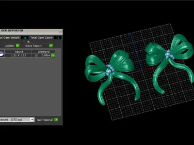 luxury bow elegant earrings 3D print model