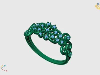 Women Ring Diamond Stone STL 3DM Lightweight Printable 3D print model 72