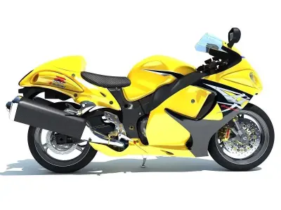 Yellow Suzuki Hayabusa Motorcycle 3D model