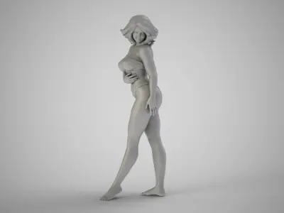 Woman Full Length Mirror Smiling 3D print model