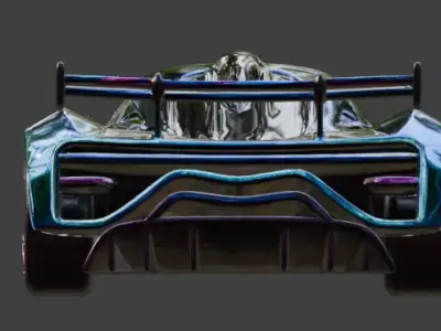 Futuristic Neon Racing Car 3D Model Low-poly 3D model