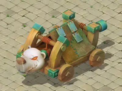 Cartoon version - Polar bear siege car 3D model