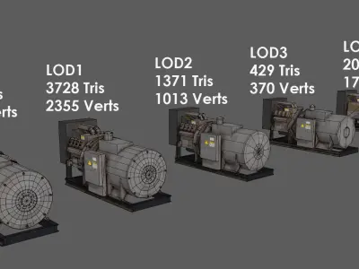 Industrial Generator Low-poly 3D model
