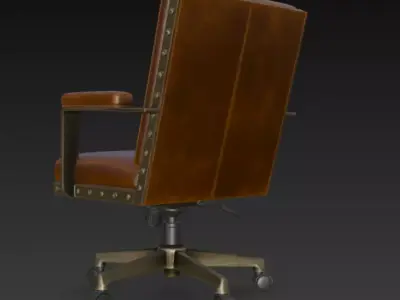Luxury Executive Leather Office Chair Black Wood 3D model