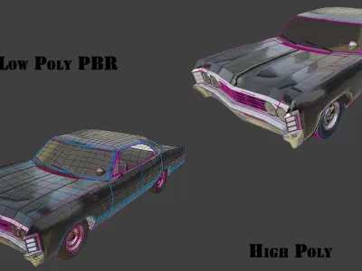 Vintage Classic Car Chevrolet Impala 1967 PBR more Bonus  Low-poly 3D model