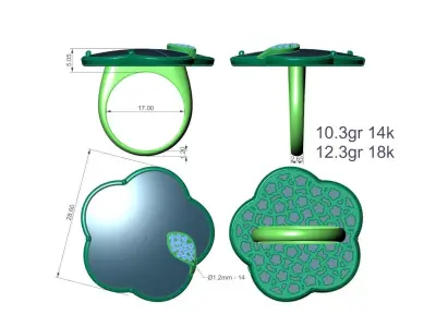 Floral Statement Ring with Pave Accent 3D print model