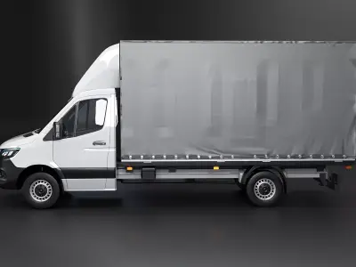 Mercedes Sprinter Curtain Side Tautliner Van 3D Model  3D model