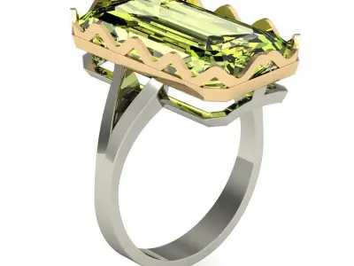 fashion ring  with gem   3D print model