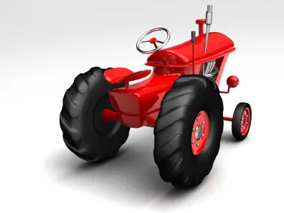 Vintage Red Tractor For Farming 3D  3D model