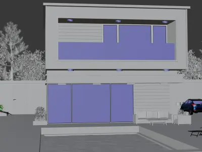 Modern house  Low-poly 3D model