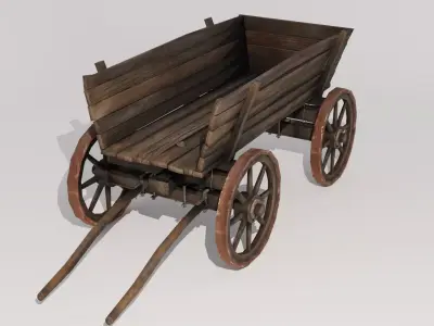 Medieval Wagon Low-poly 3D model