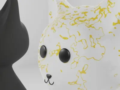 Ceramic Cat Low-poly 3D model