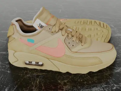 OFF WHITE X NIKE AIR MAX 90 THEN TEN 3D SHOES Low-poly 3D model