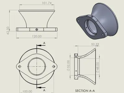 carburetor air horn 50mm 3D print model