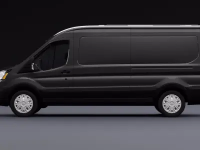 Transit Van Long Truck Black 3D model
