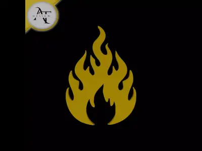 Simple Flame Symbol - 2D Art Free 3D print model 33