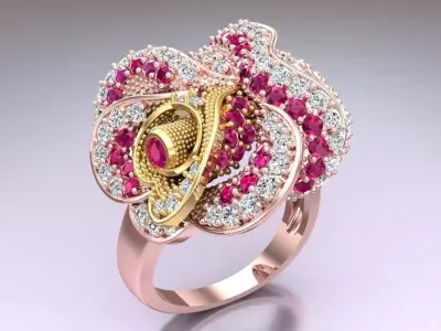 Flower Rings - Womens Ring - N6537 3D print model