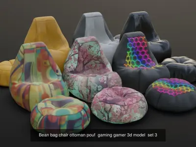 Gaming bean bag chair pouf ottoman collection