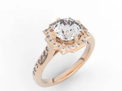 Vintage 1 Carat Diamond Engagement Ring 3D print model