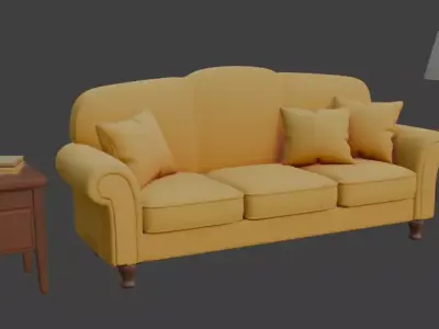 Cartoon sofa set Disney style 3D model