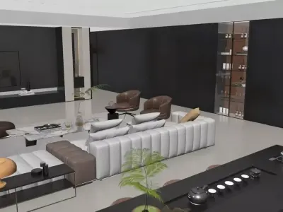 Modern Minimalist Style Living Room 3D model