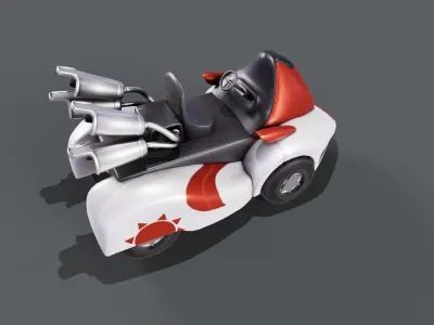 White Kart Low-poly 3D model