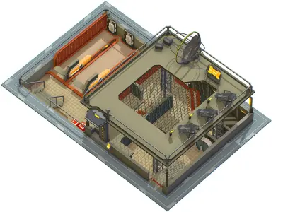 isometrical shooting room 02 Low-poly 3D model