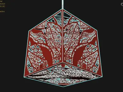 Chandelier 3d pendant light with two cubes hanging from it 3D model