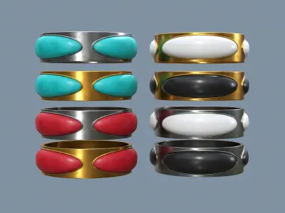 Forged bracelets with stones Low-poly 3D model